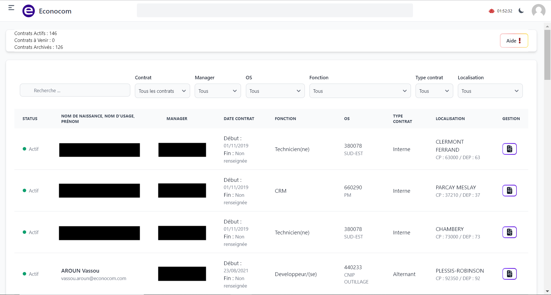 Gestion collaborateurs